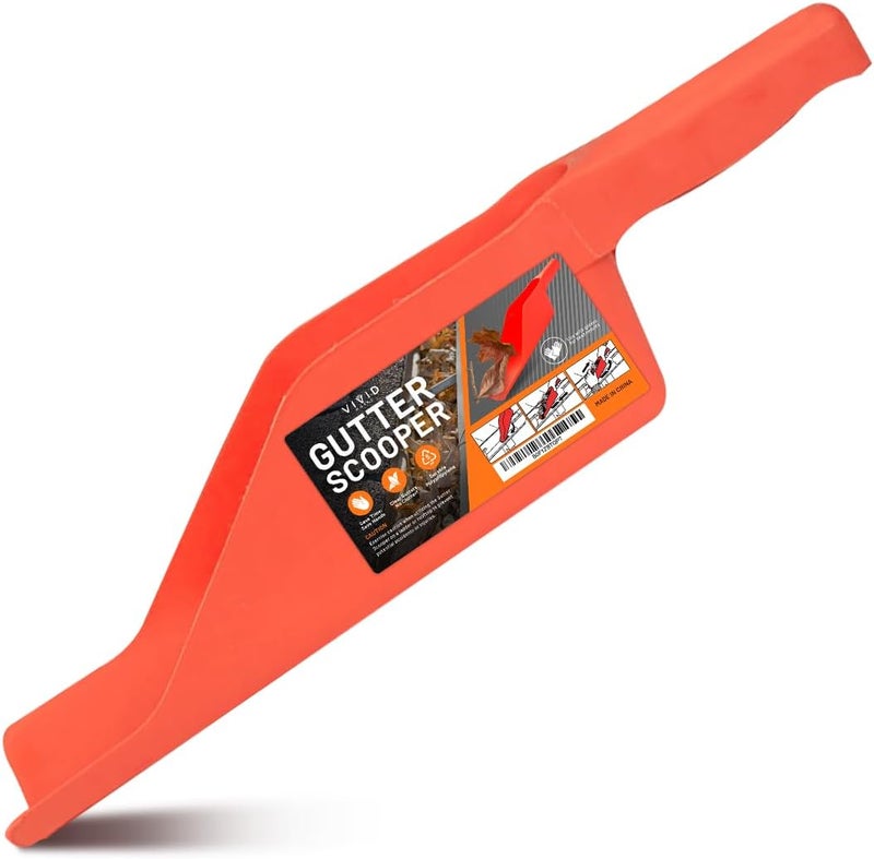 Vivid Works Gutter Scoop Cleaning Tools - Easy Removal of Leaves and Dirt - Deep Curved Gutter Scooper Shovel for Leaves & Debris, High-Impact Polypropylene, Ergonomic Handle, Fits Most Rain Gutters - Image 1